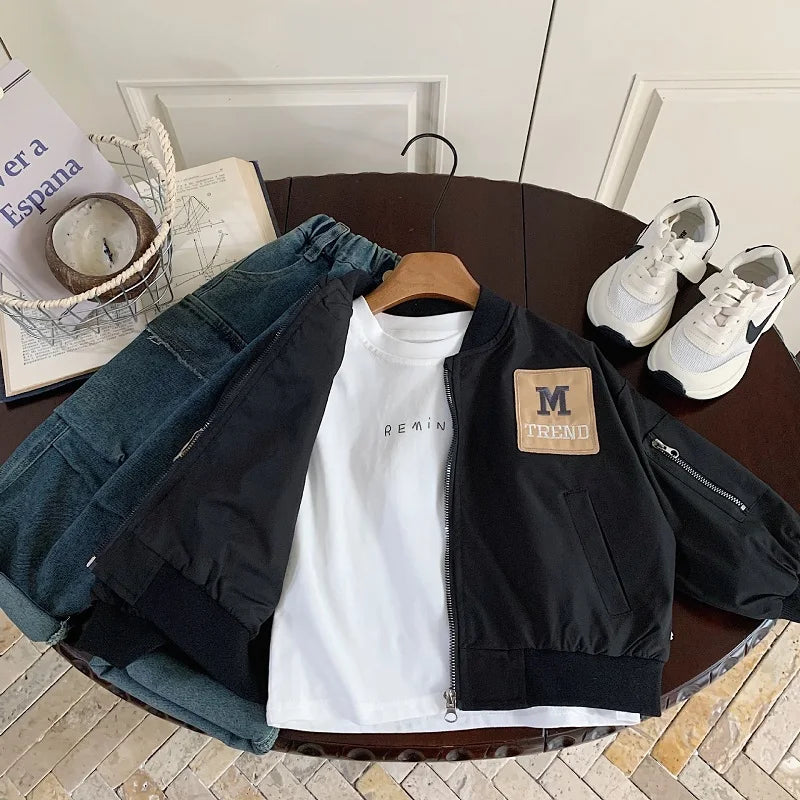 Retro Waterproof Zip Varsity Jacket