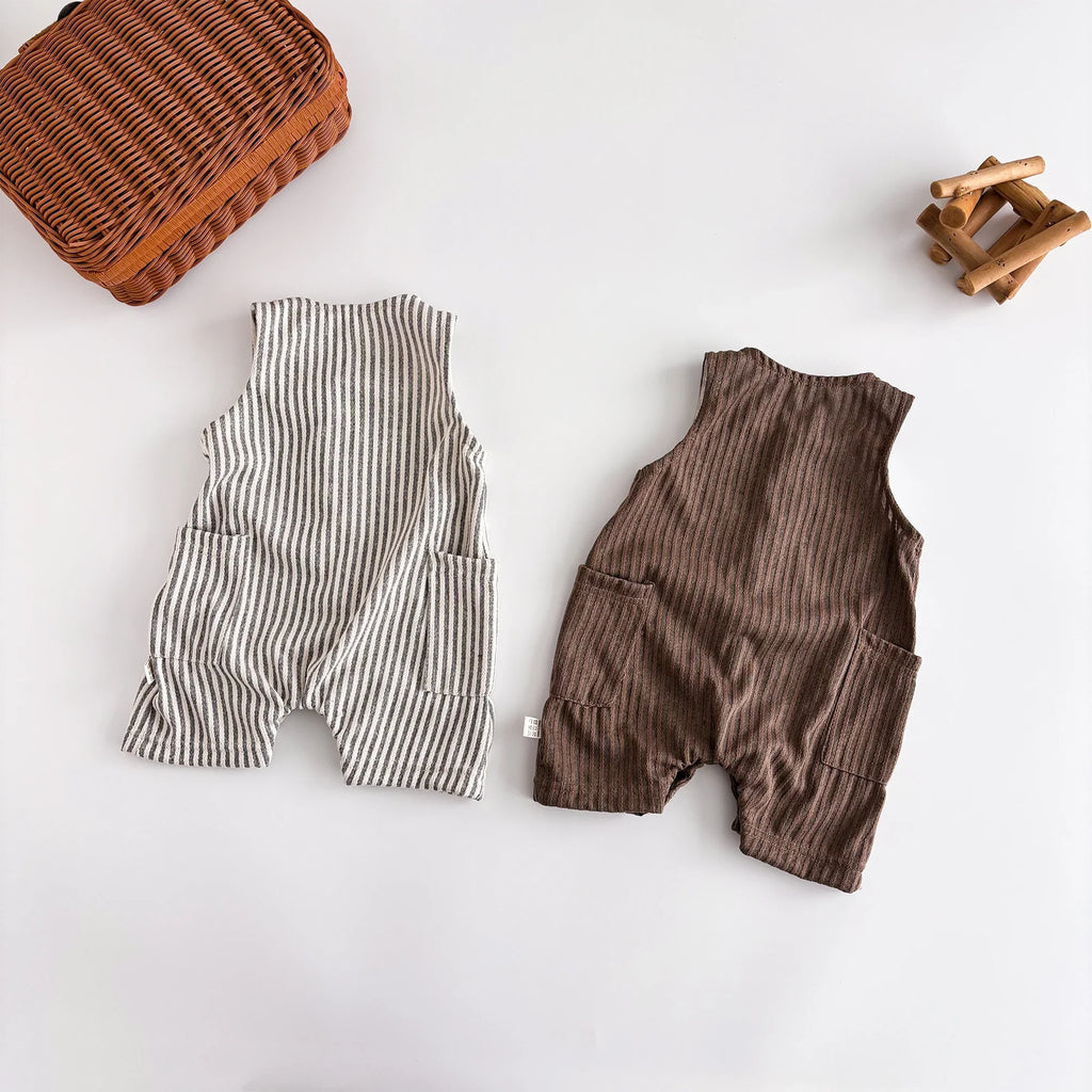 Striped Sleeveless Short Jumpsuit