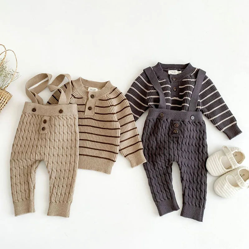 Striped Sweater Suspender Outfit