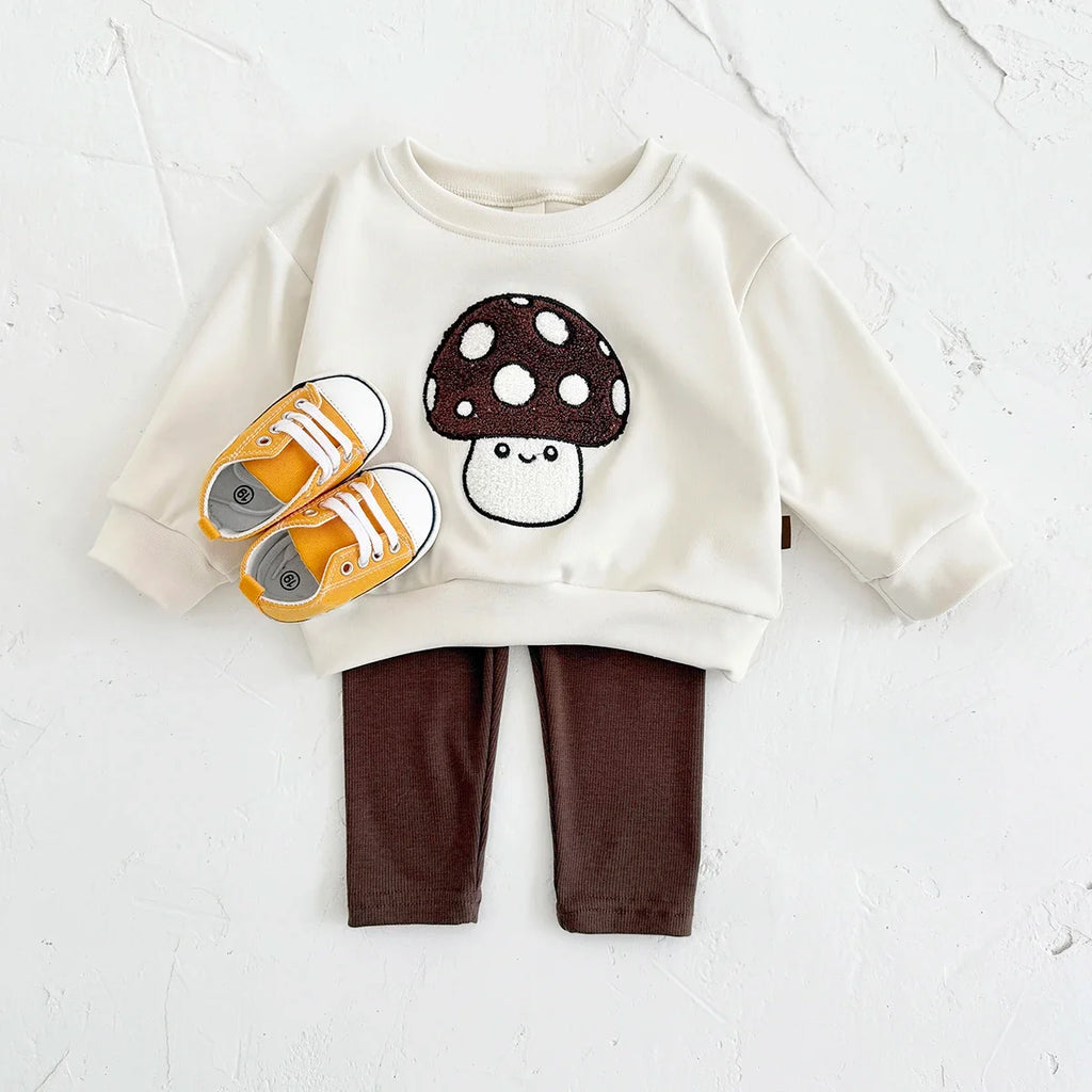 Mushroom Embroidery Pants Set