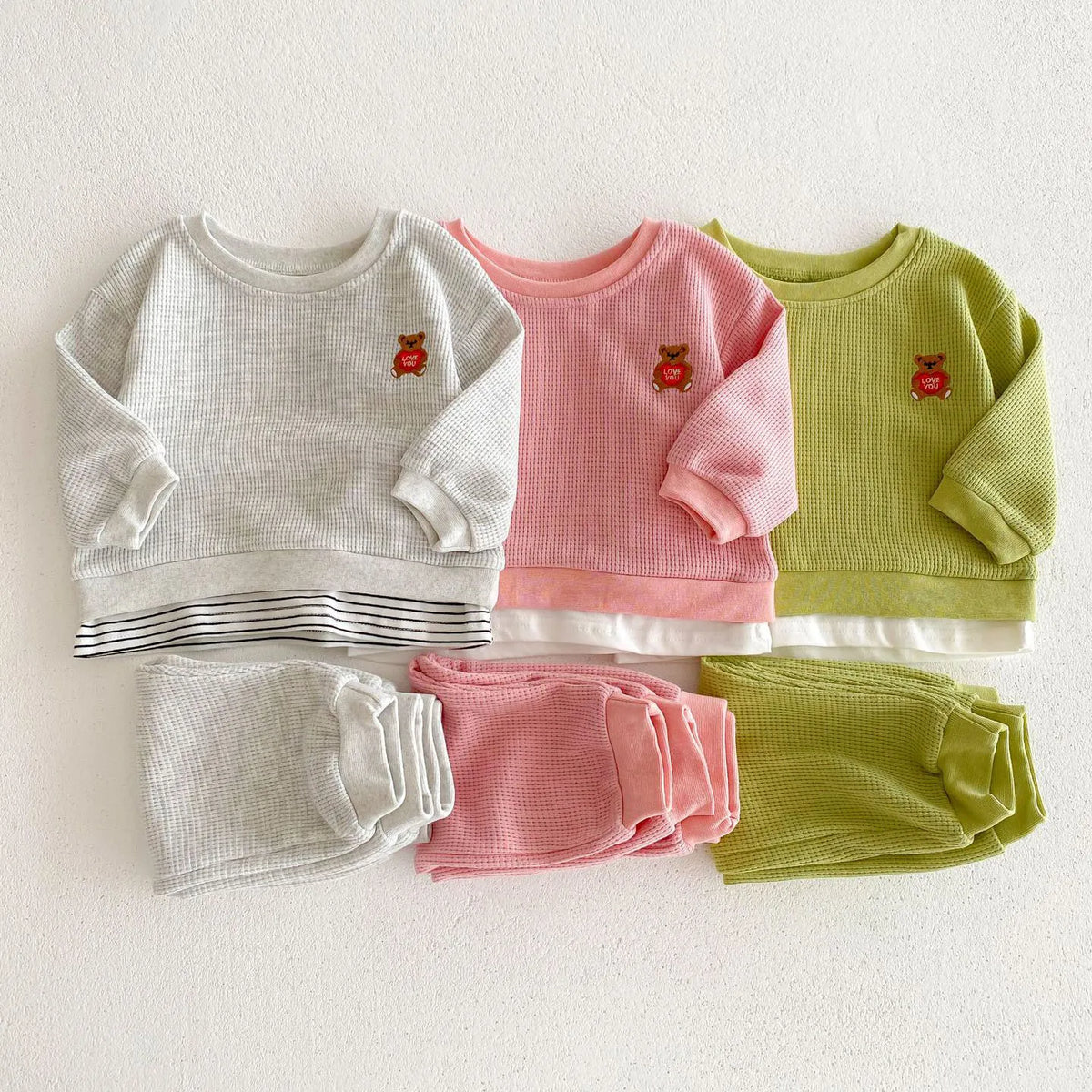 Waffle Love Bear Jogger Set