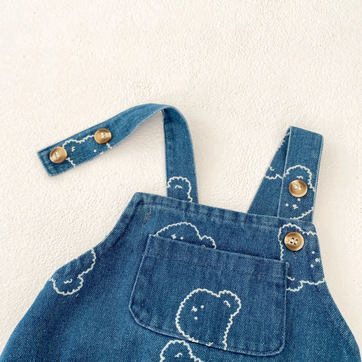 Denim Bear Printed Romper