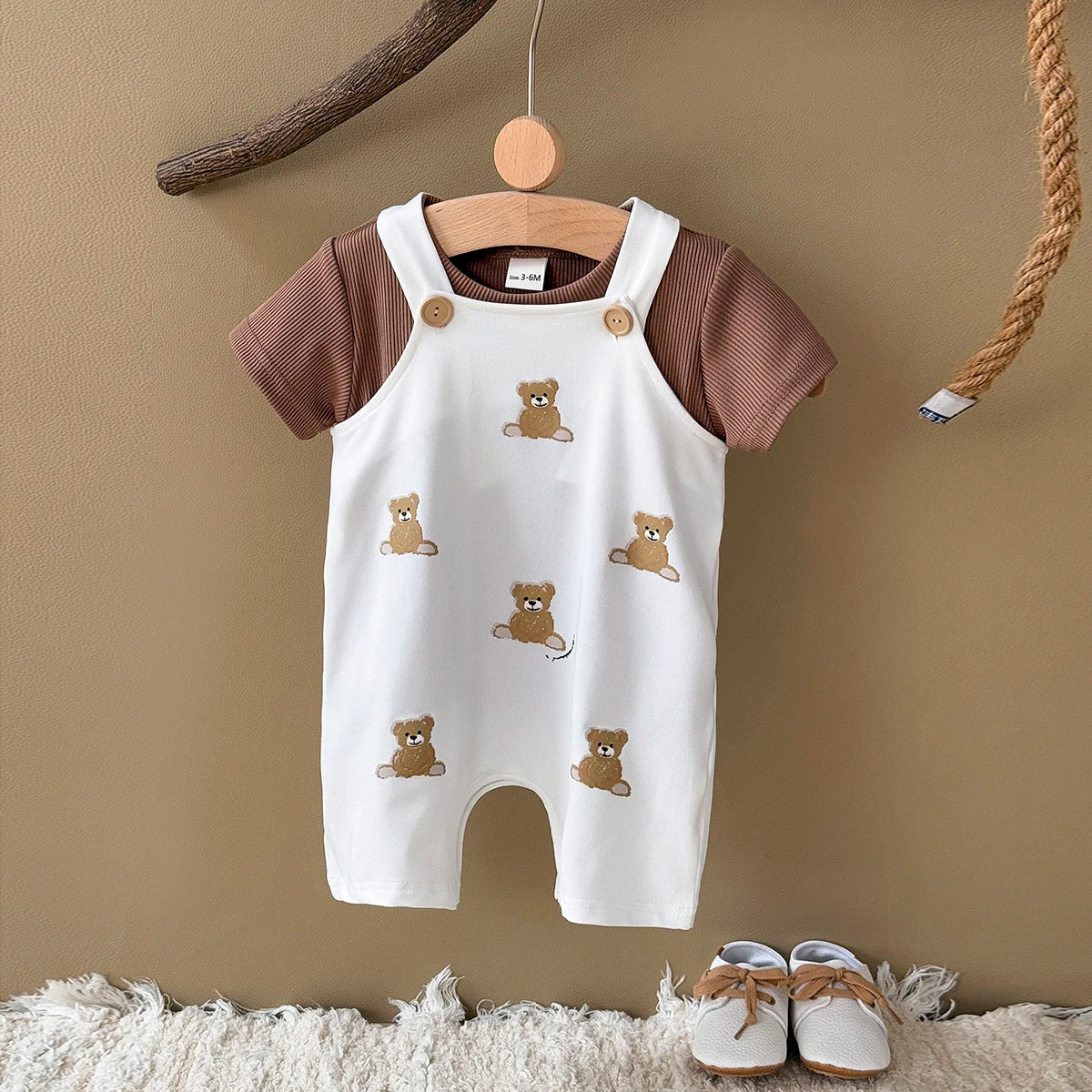 Teddy Bear Short Sleeve Jumpsuits Set