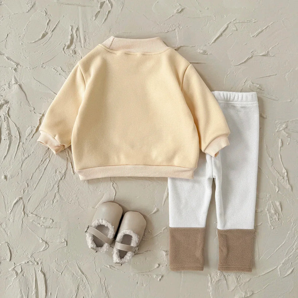 Bunny Rabbit Embroidery Colorblock Pants Set