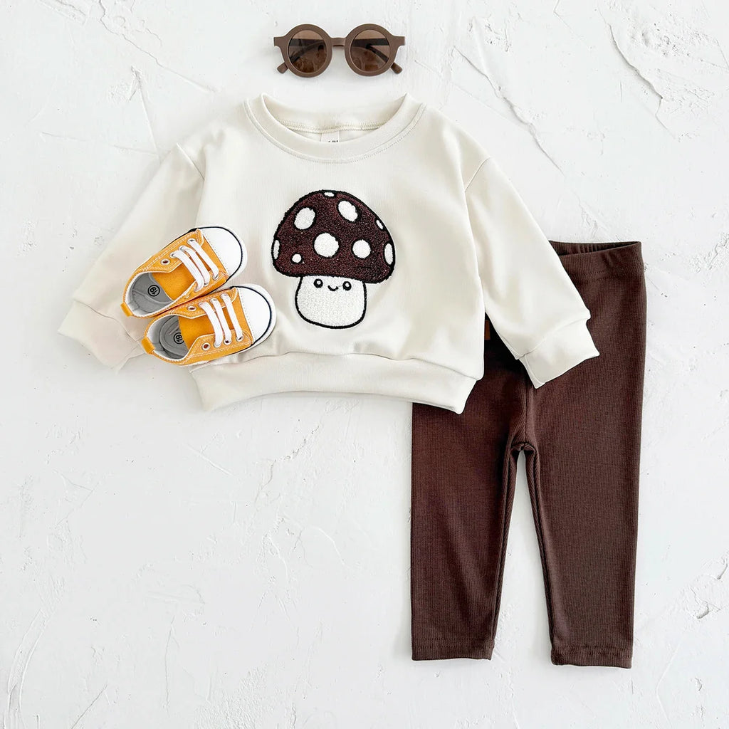 Mushroom Embroidery Pants Set