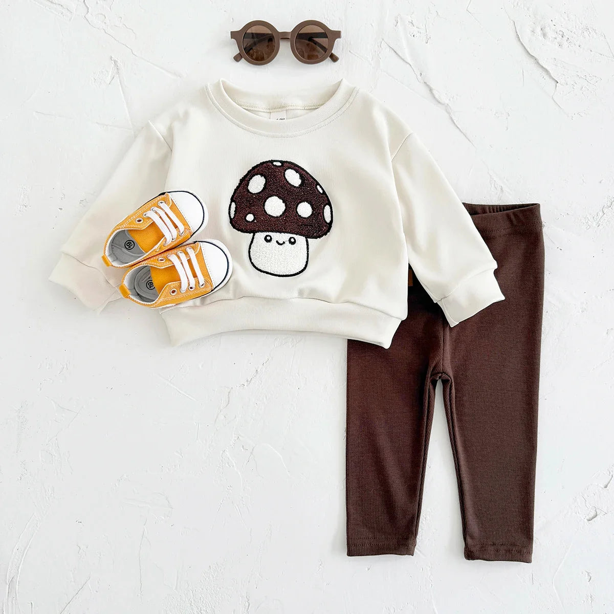 Mushroom Embroidery Pants Set