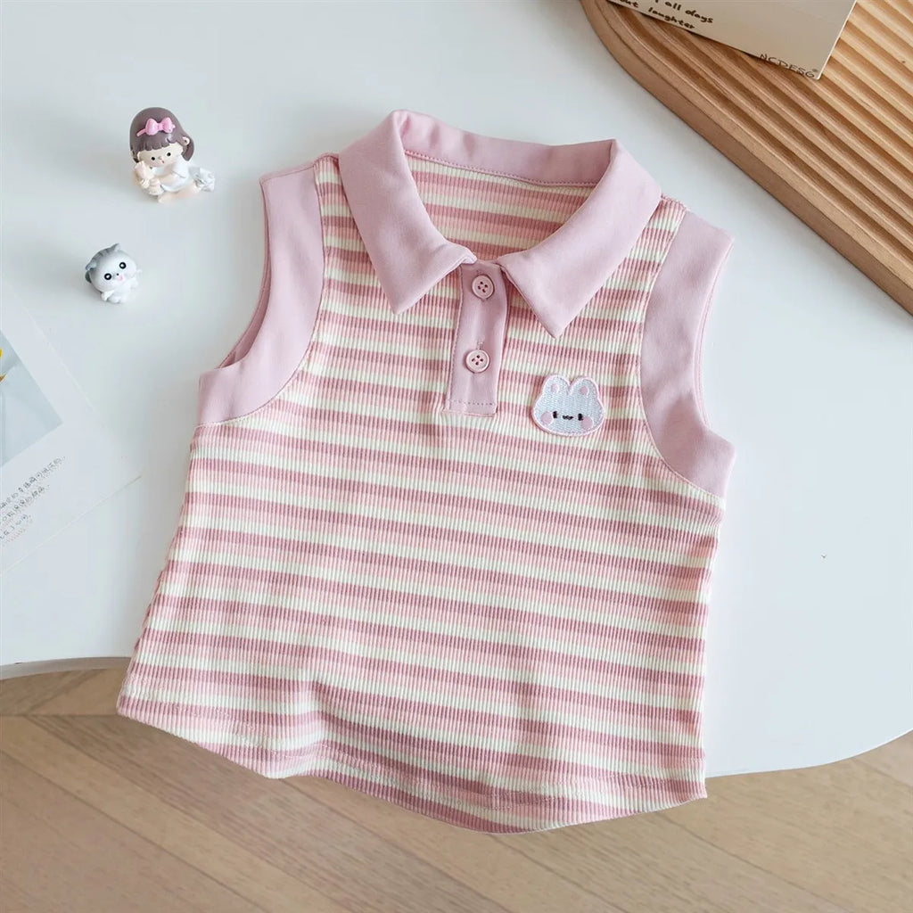 Rabbit Polo Striped Vest Set