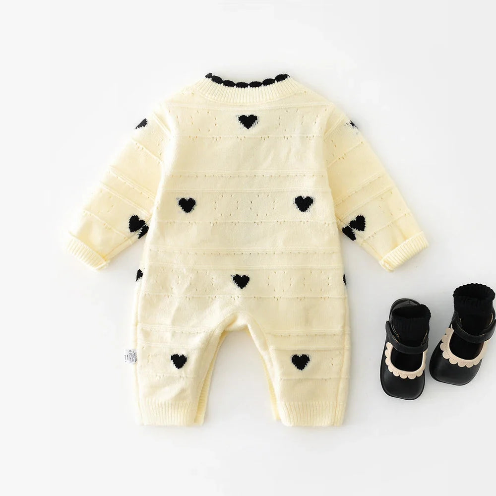 Heart Print Knit Jumpsuit
