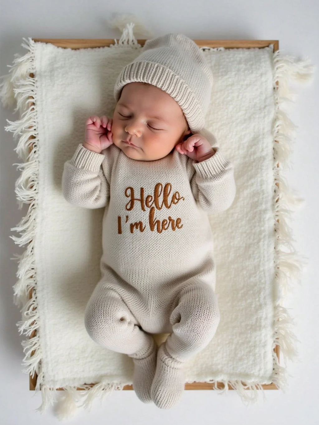 Newborn Hello Long Sleeve Knit Set
