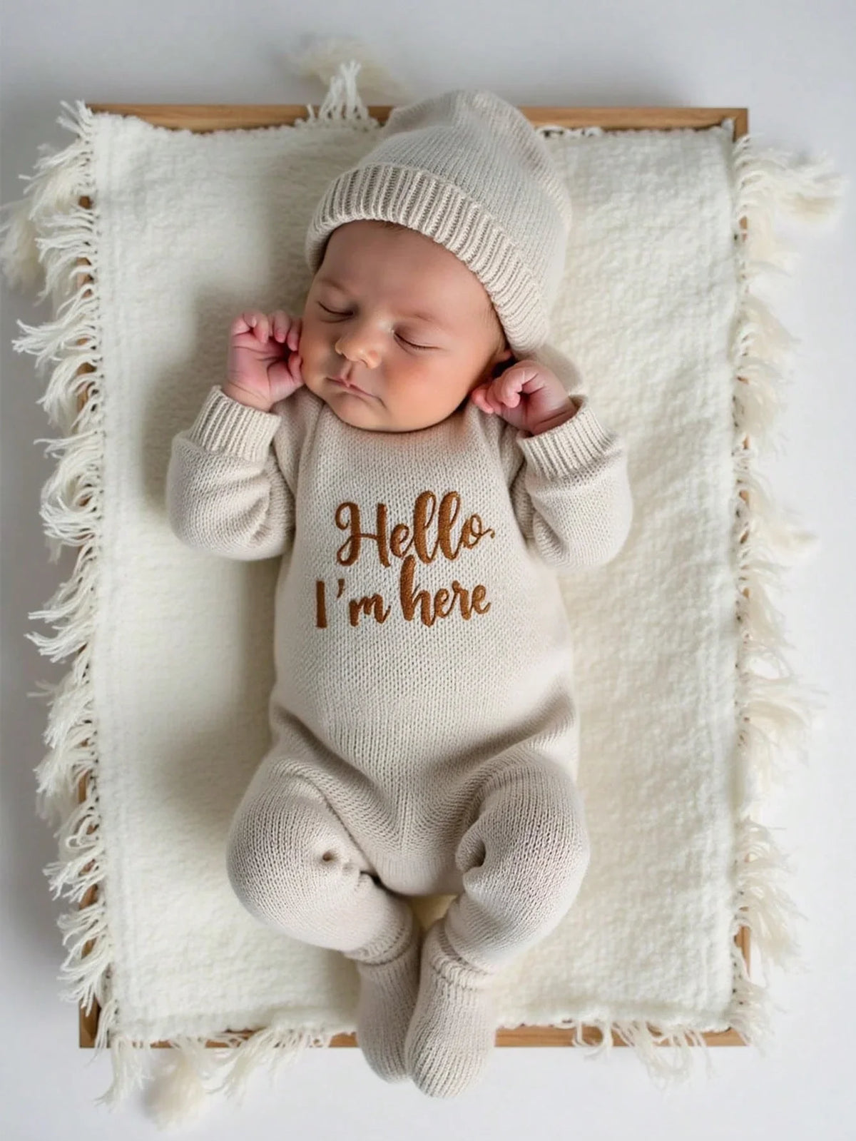 Newborn Hello Long Sleeve Knit Set