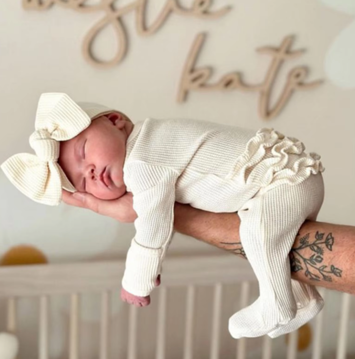 Ruffle Footed Jumpsuit with Headband