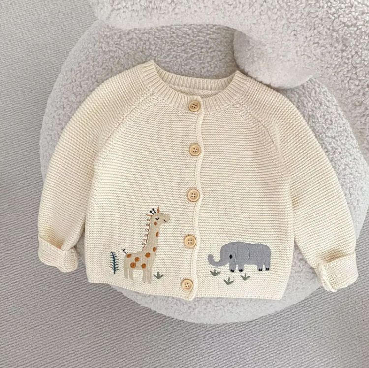 Animal Embroidery Sweater Cardigan