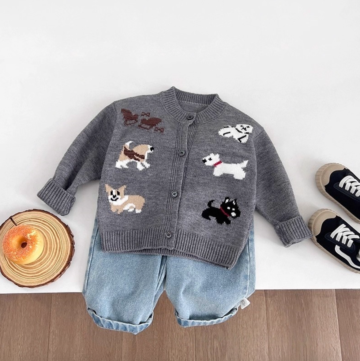Jacquard Puppy Dog Cardigan