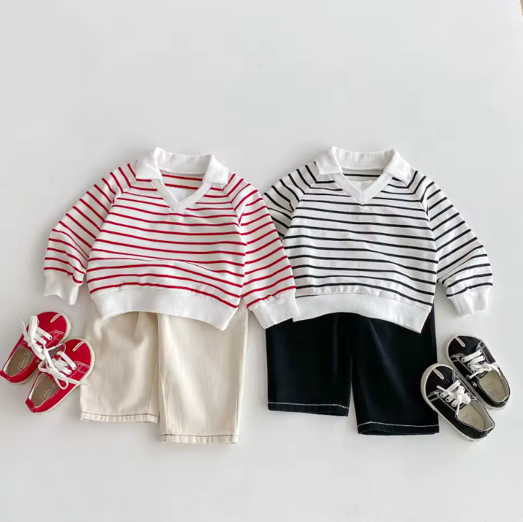 Striped Polo Sweatshirt
