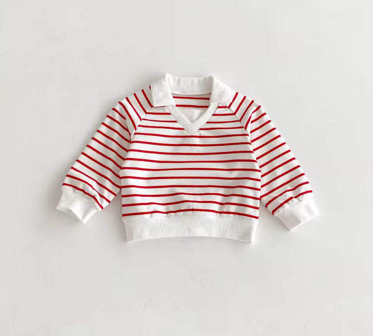 Striped Polo Sweatshirt