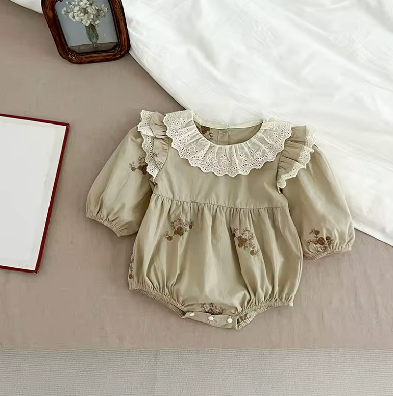 Lace Collar Flower Romper