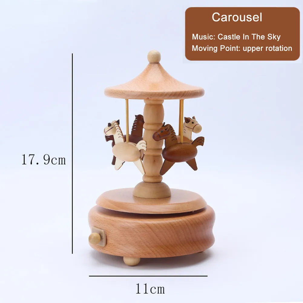 Wooden Carousel Music Box