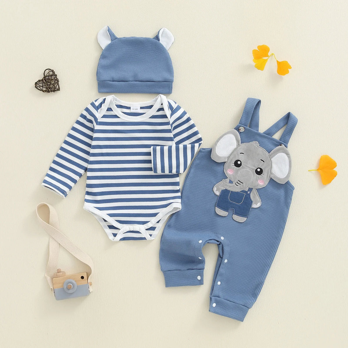 Elephant Overalls Jumpsuit Set