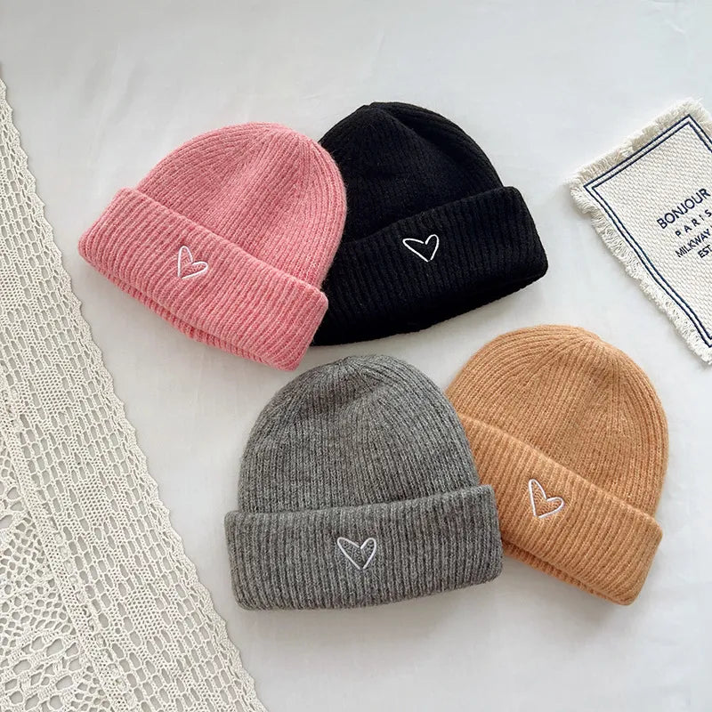 Heart Embroidered Baby Beanie Cap