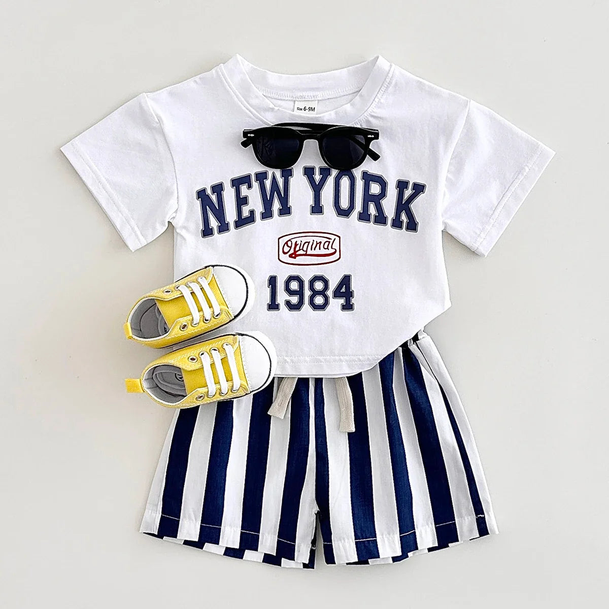 New York Striped Shorts Set