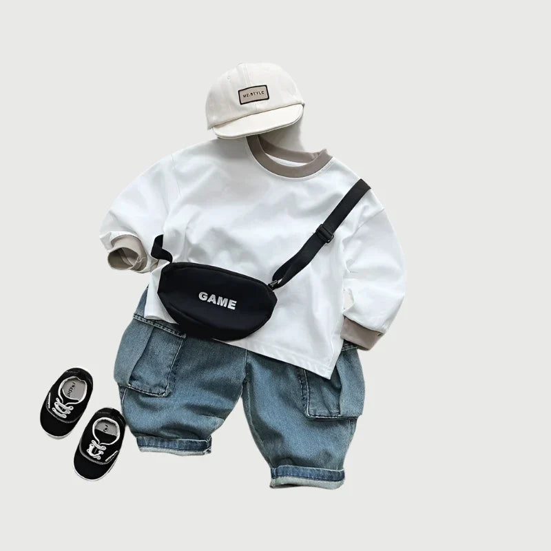 Denim Cargo Loose Pants