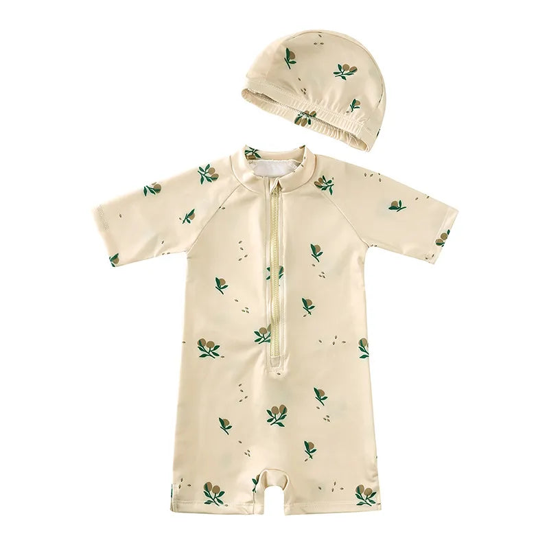 Boys Printed Zip Up Swimsuit