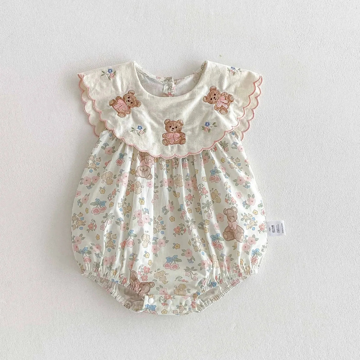 Little Bear Embroidery Collar Romper