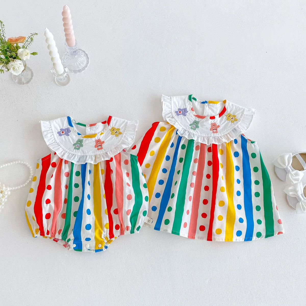 Rainbow Polka Dot Sister Outfit