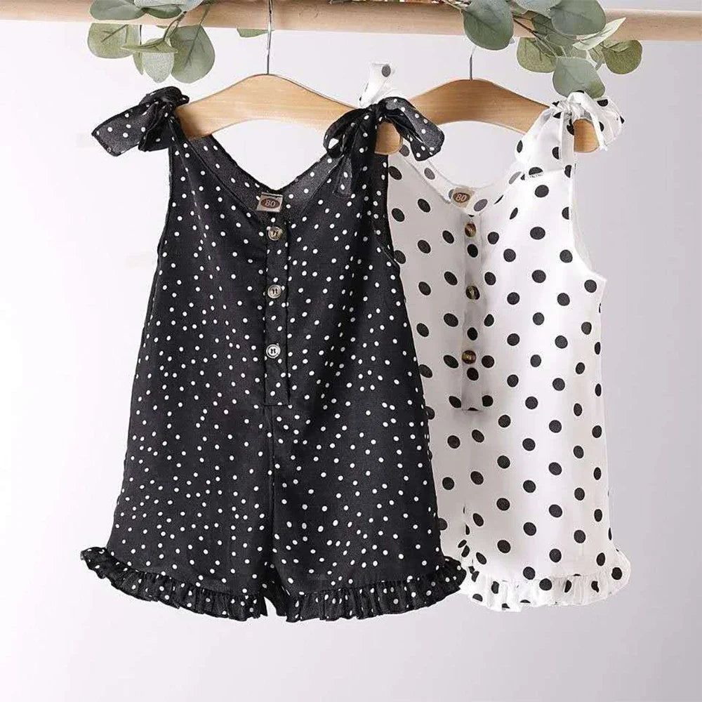 Polka Dot Tie Shoulder Romper