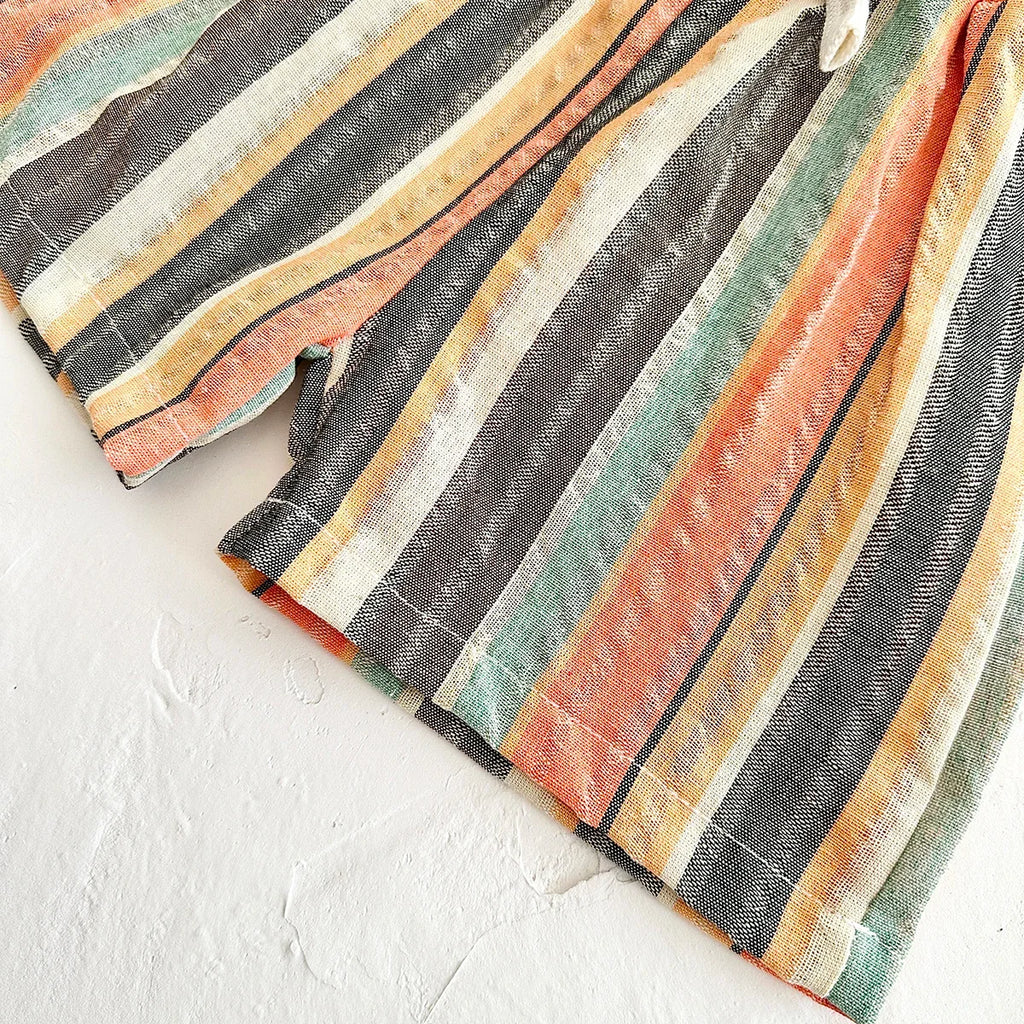 Colorful Stripe Shorts Set