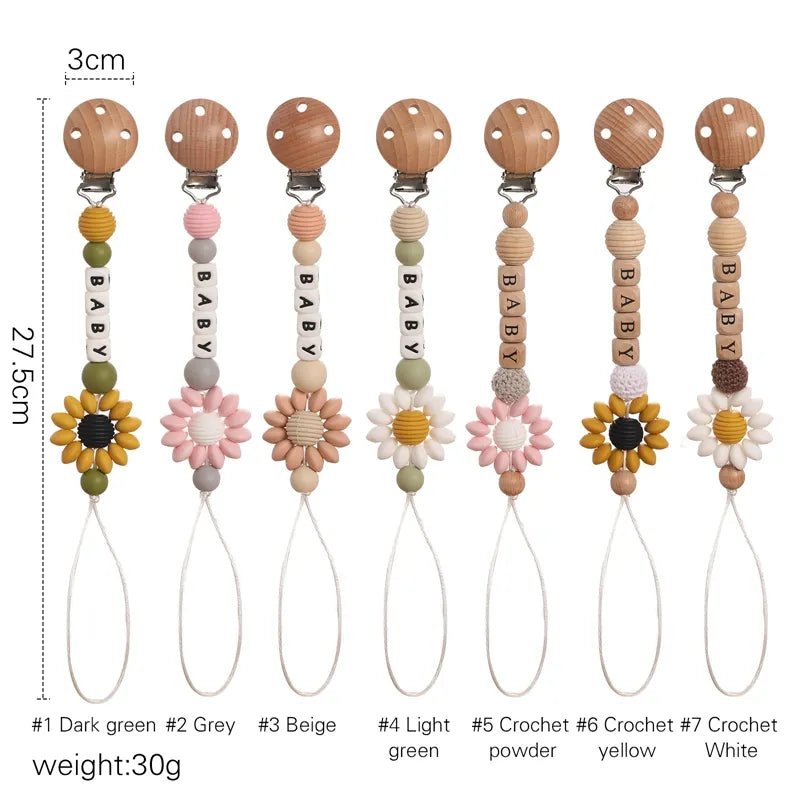 Floral Wooden Clip Pacifier Holder