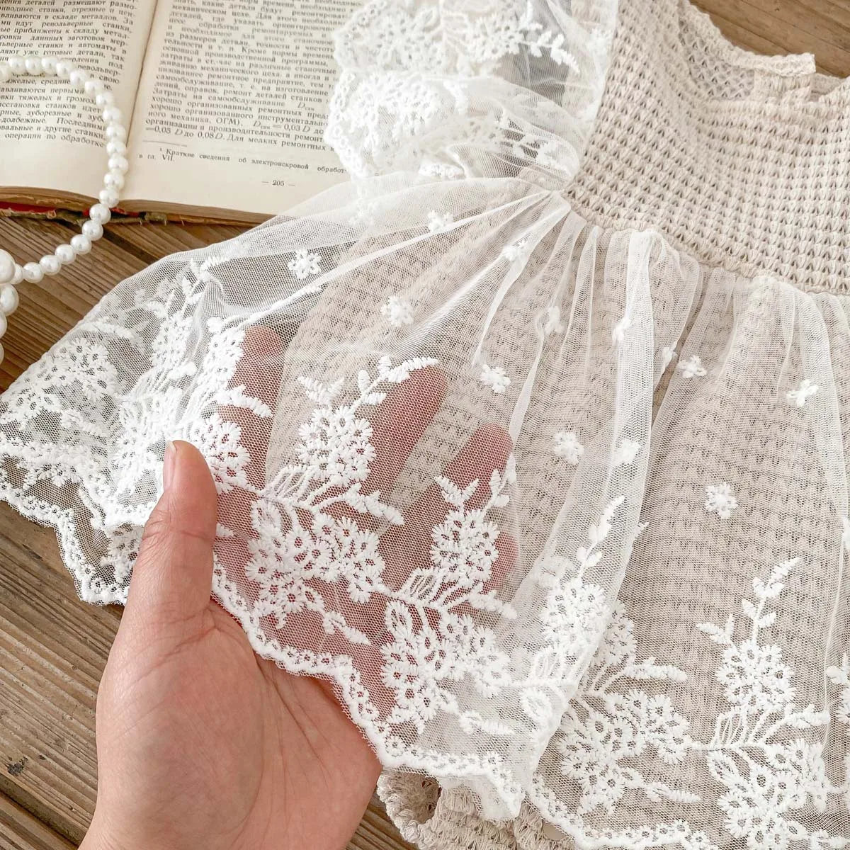 Lace Waffle Bodysuit Dress