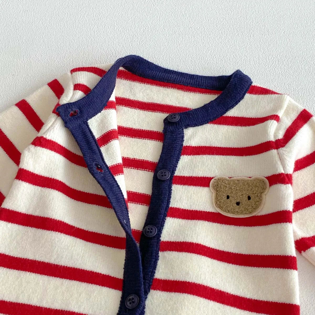Knitted Striped Bear Jumpsuit