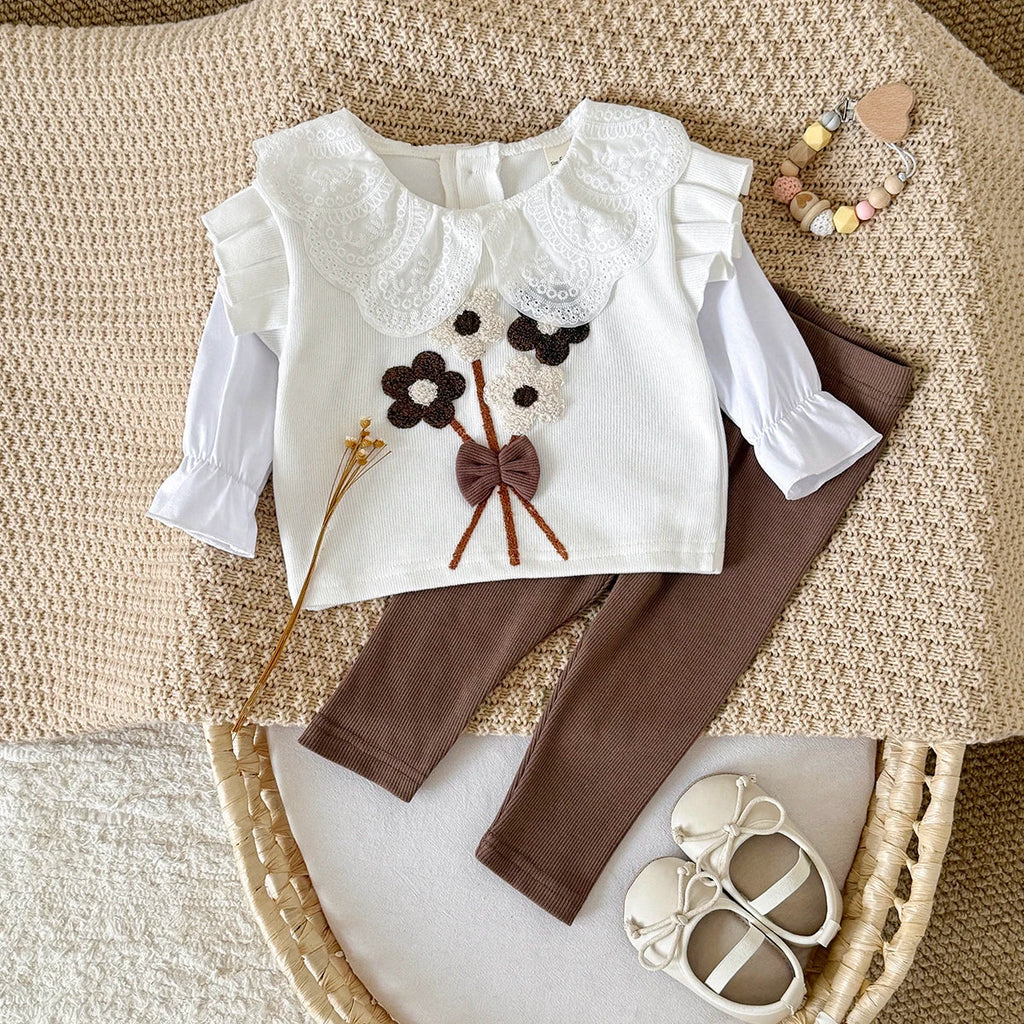 Brown Flower Embroidery Set