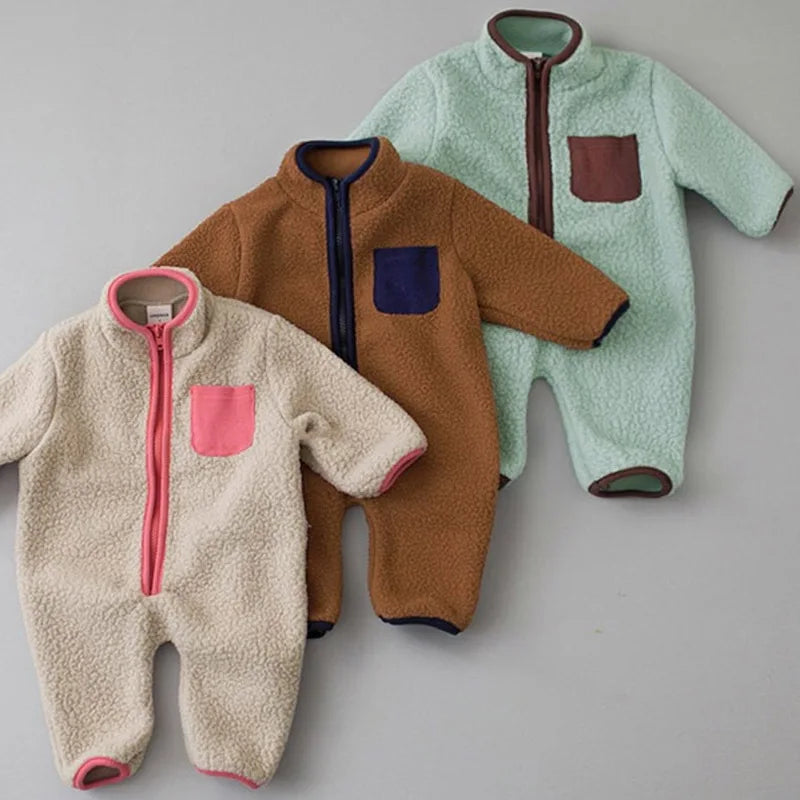 Fleece Patchwork Jumpsuit Outwear