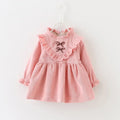 Ruffle Ribbon Corduroy Dress