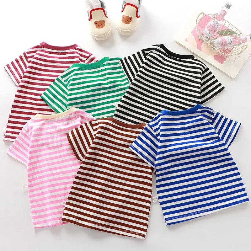 Stripe Basic Cotton T Shirt