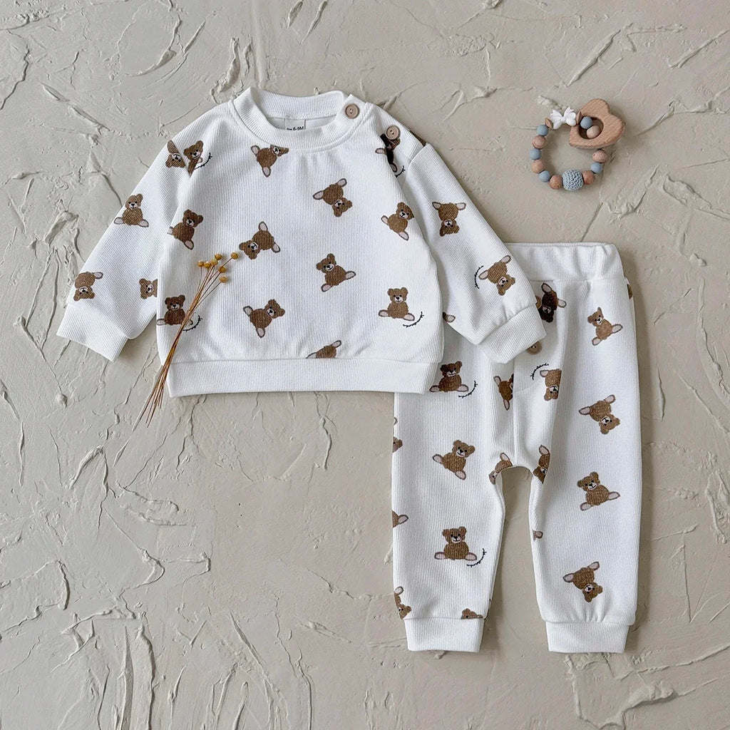 Little Bear Full Print Pants Set