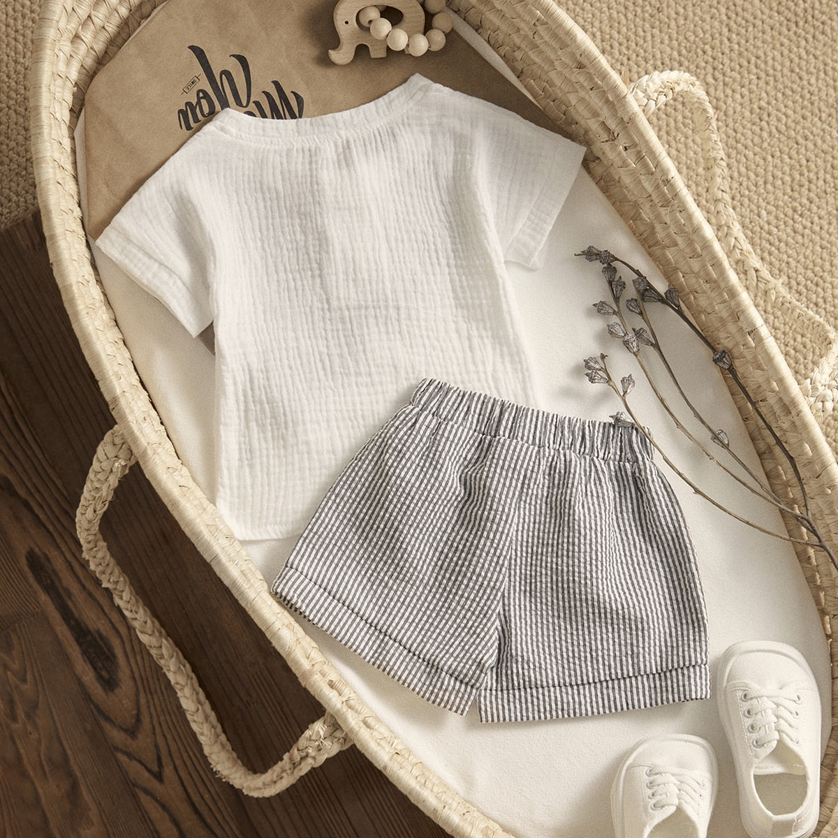 Boys Muslin shorts and Shirt Set