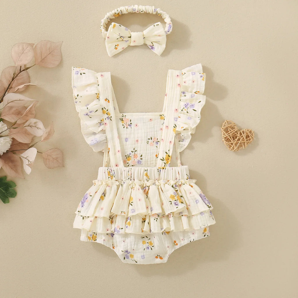 Summer Flower Romper w Headband