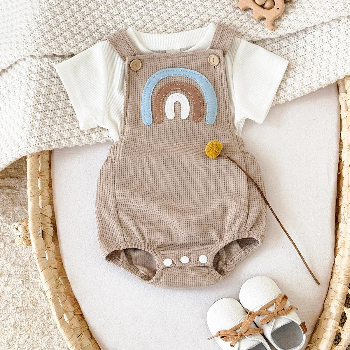 Waffle Rainbow Romper Set