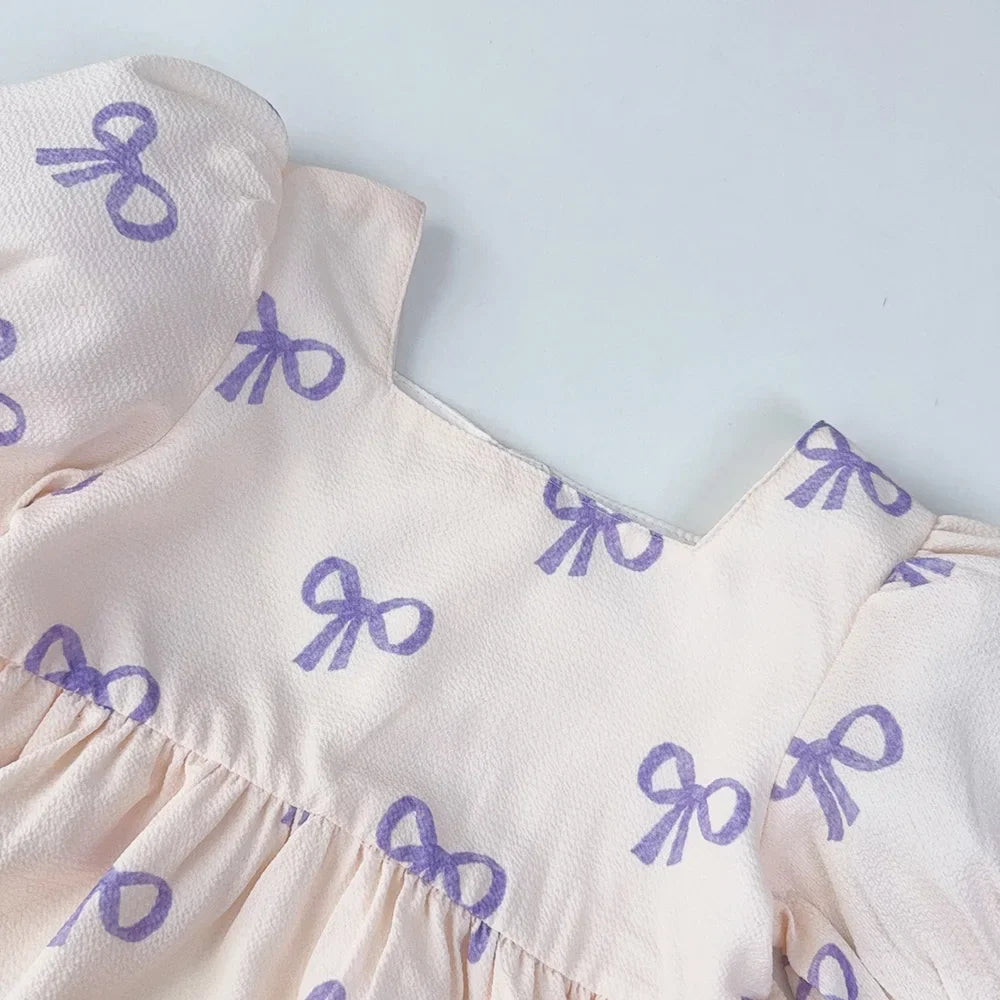 Ribbon Print Casual Dress