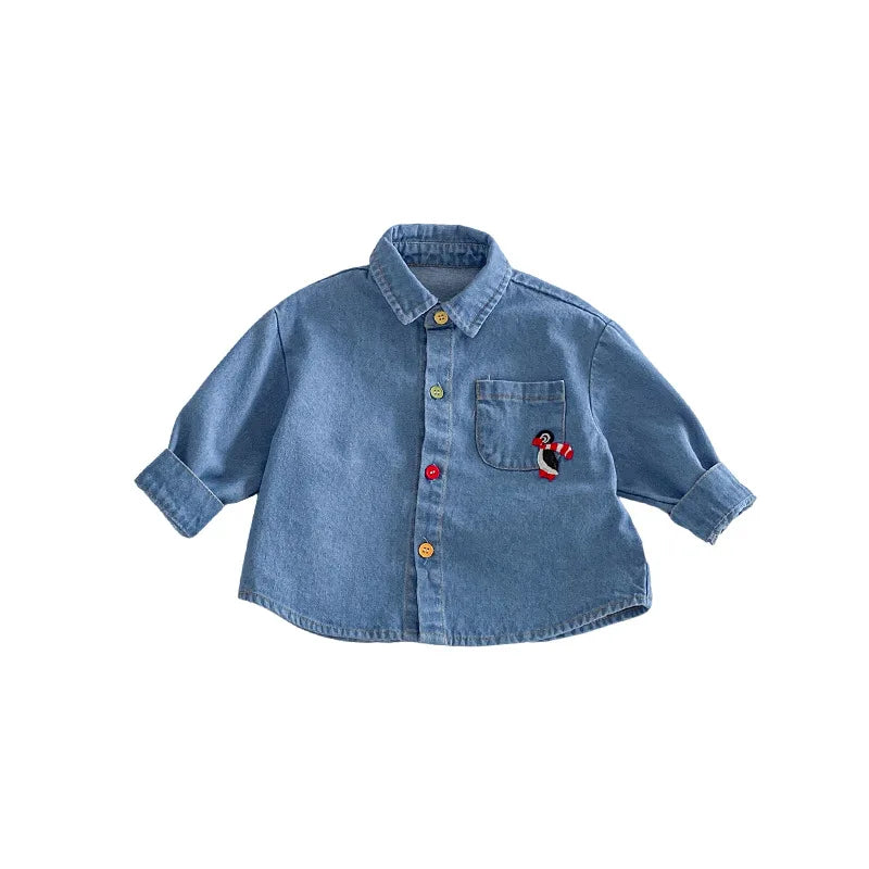 Embroidered Button Up Denim Shirt