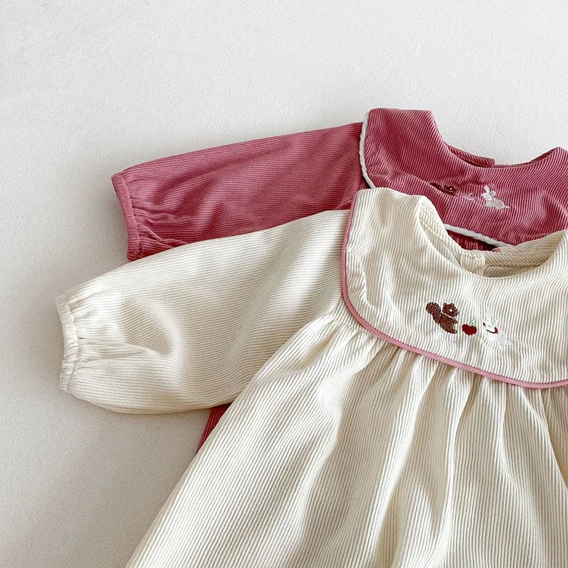 Corduroy Round Collar Jumpsuit