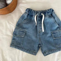 Drawstring Denim Cargo Shorts