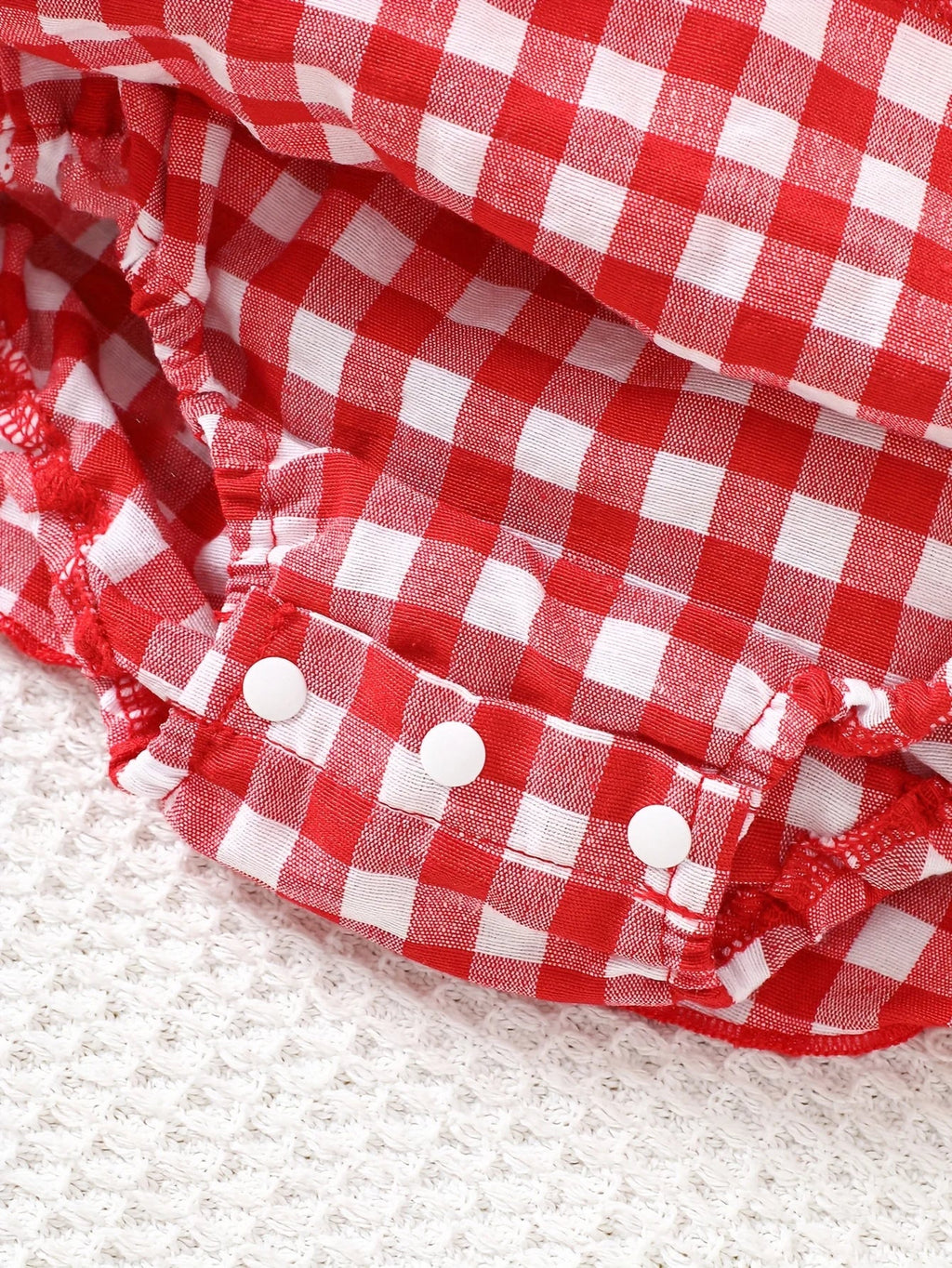 Strawberry Plaid  Layered Romper
