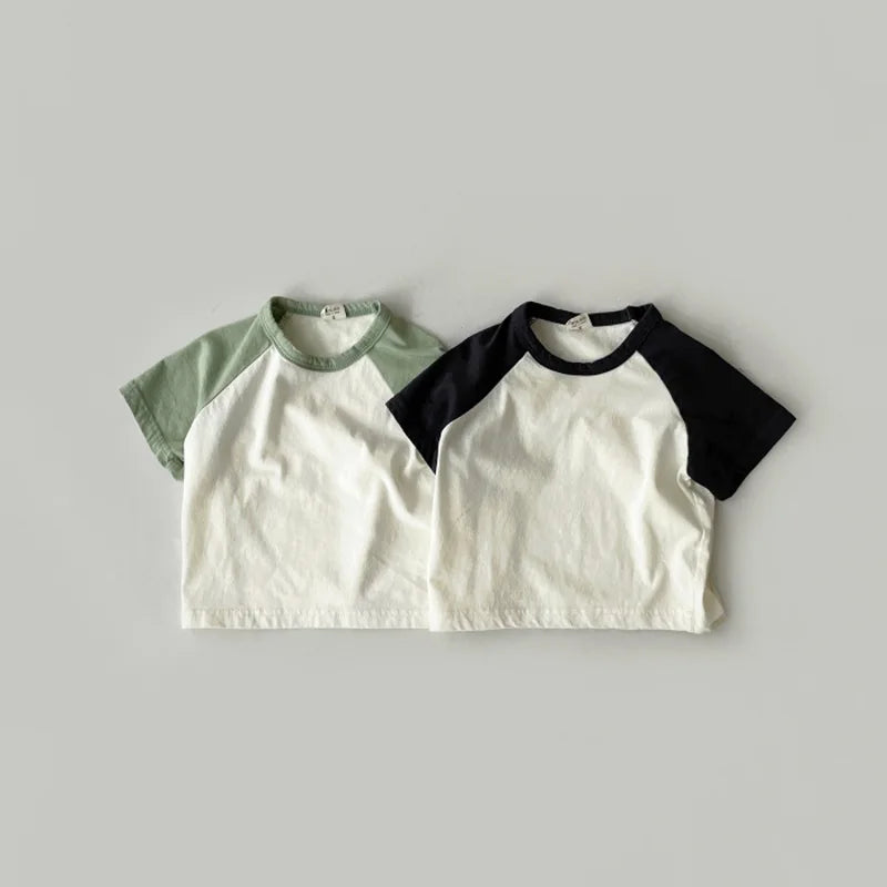 Color-Block Cotton Short Sleeve T-Shirt