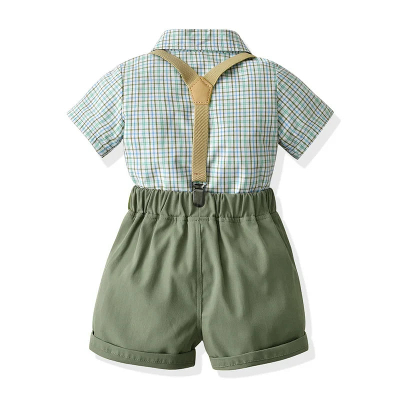 Short Sleeve Bow Tie Suspender Set