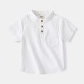 Stand Collar Solid Cotton Shirt