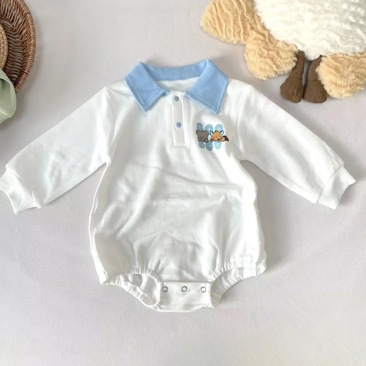 Long Sleeve Turn-Down Collar Bodysuit